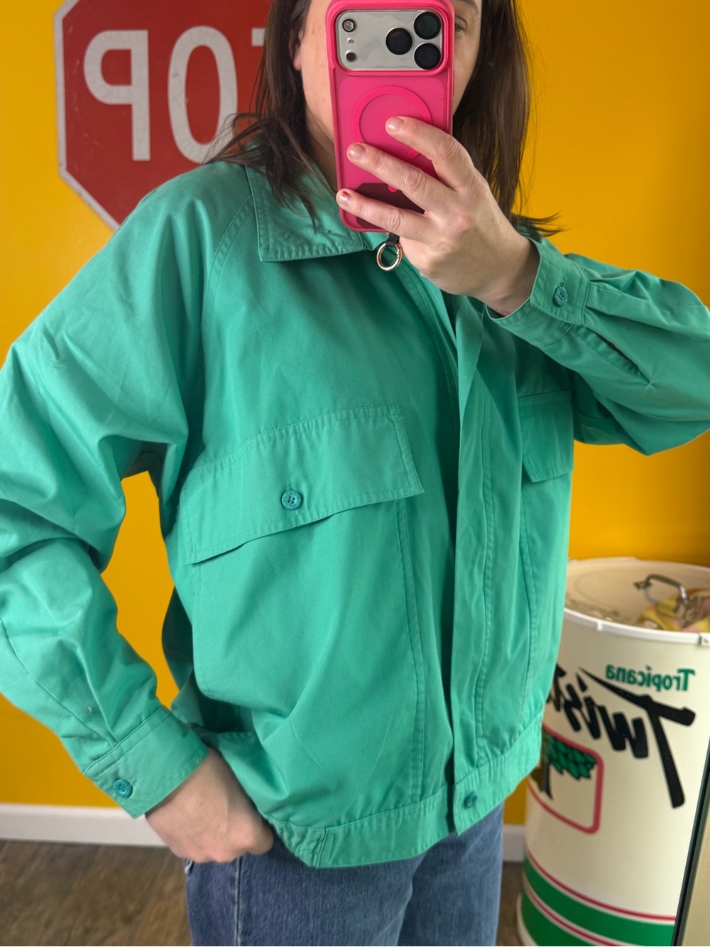 Vintage 90's Limited Collection Green Work jacket/ 1990's zip up spring coat